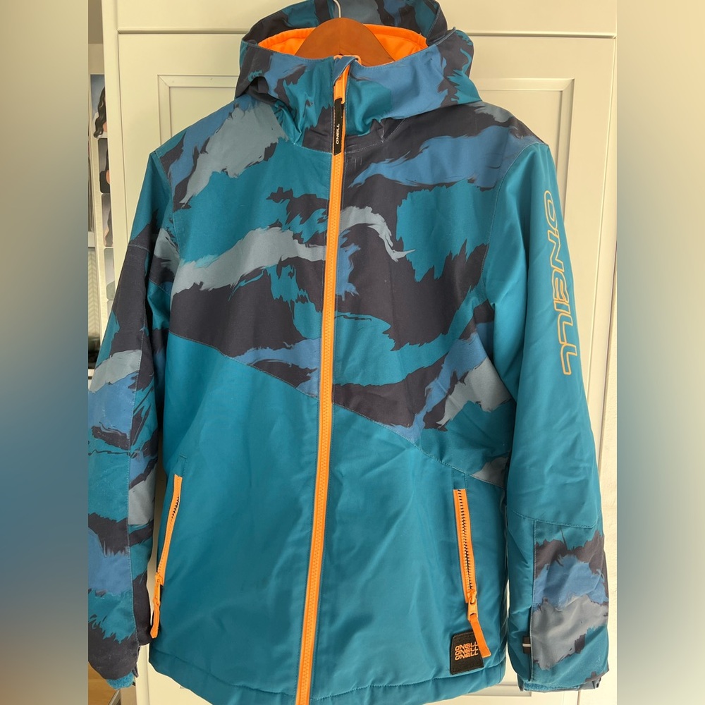 O'Neill Kids Teal and Gray Jacket with Orange Accents